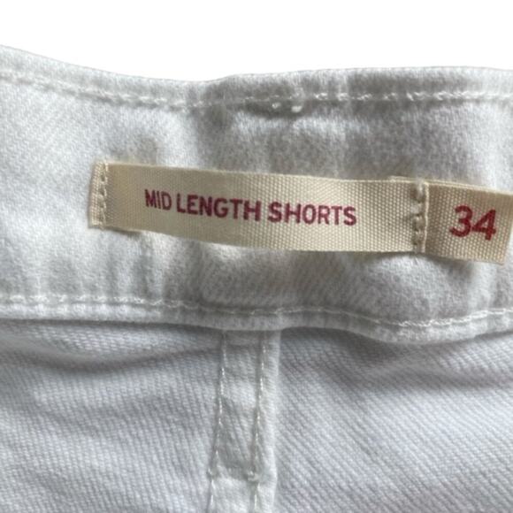Levi's White Denim Mid Length Jean Shorts - Size 34 - Picture 4 of 5